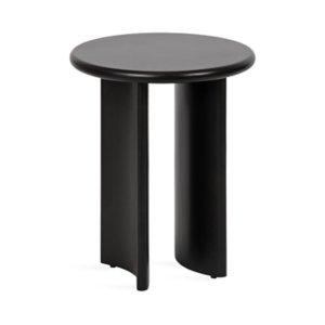 Black Round Ellie Wood Accent Table