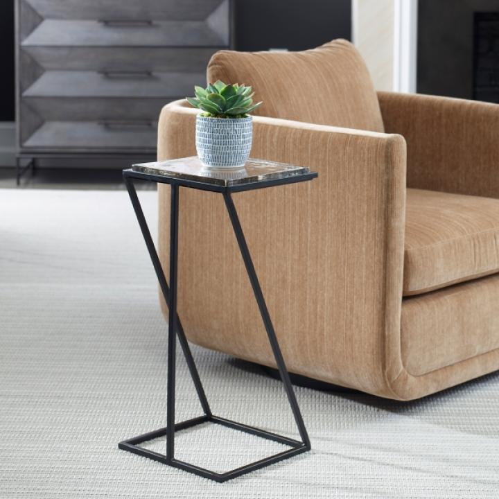 Black Metal Angled Frame Accent Table