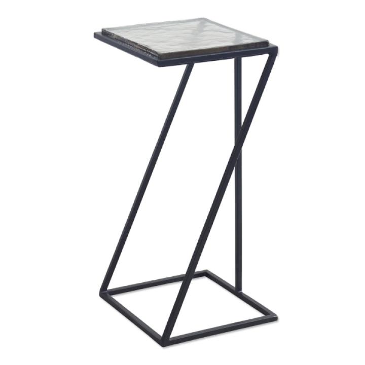 Black Metal Angled Frame Accent Table