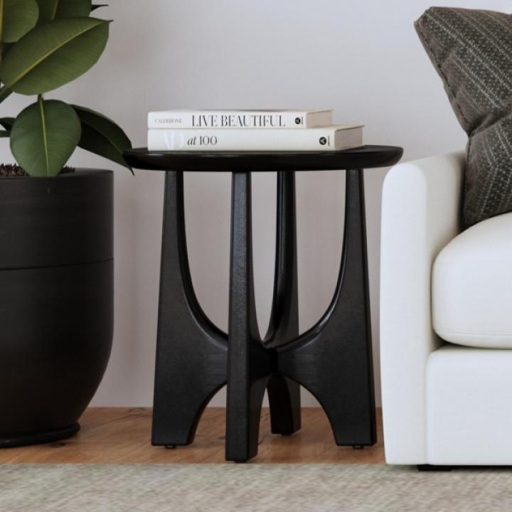Black Matte Round Accent Table