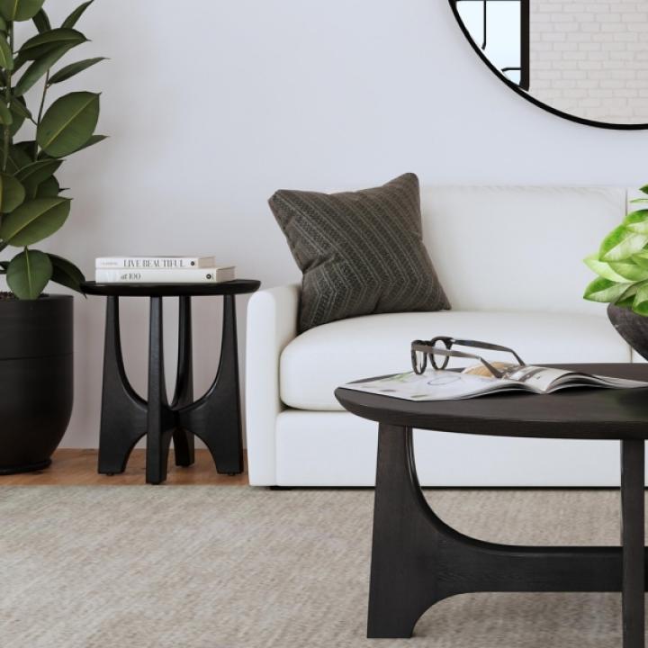 Black Matte Round Accent Table