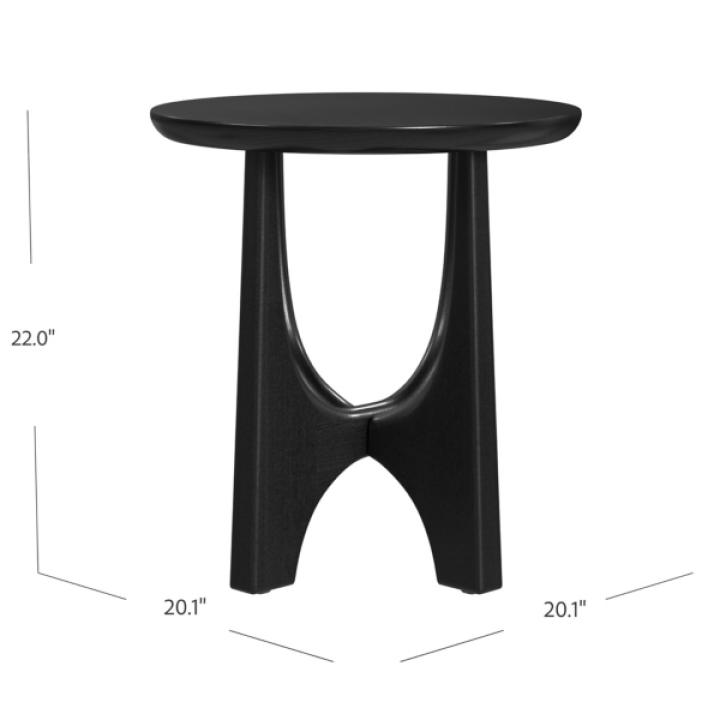 Black Matte Round Accent Table