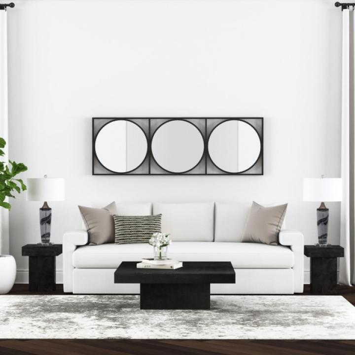 Black Square Padula Pedestal Accent Table