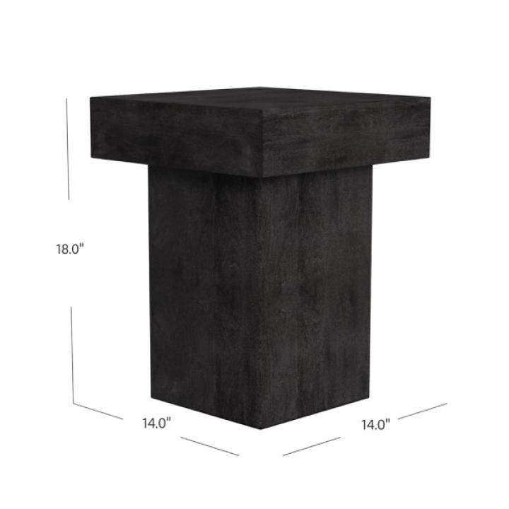 Black Square Padula Pedestal Accent Table