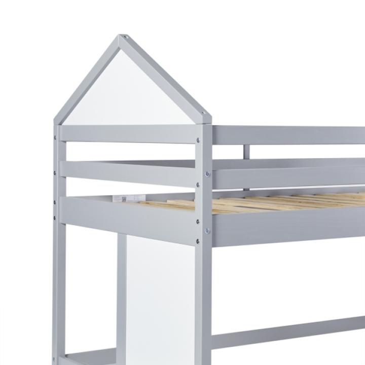 Gray Wood Skyler Low Profile Twin Loft Bed