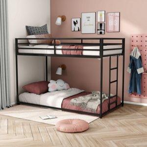 Black Metal Low Profile Harrow Twin Bunk Bed