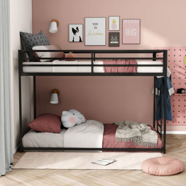 Black Metal Low Profile Harrow Twin Bunk Bed