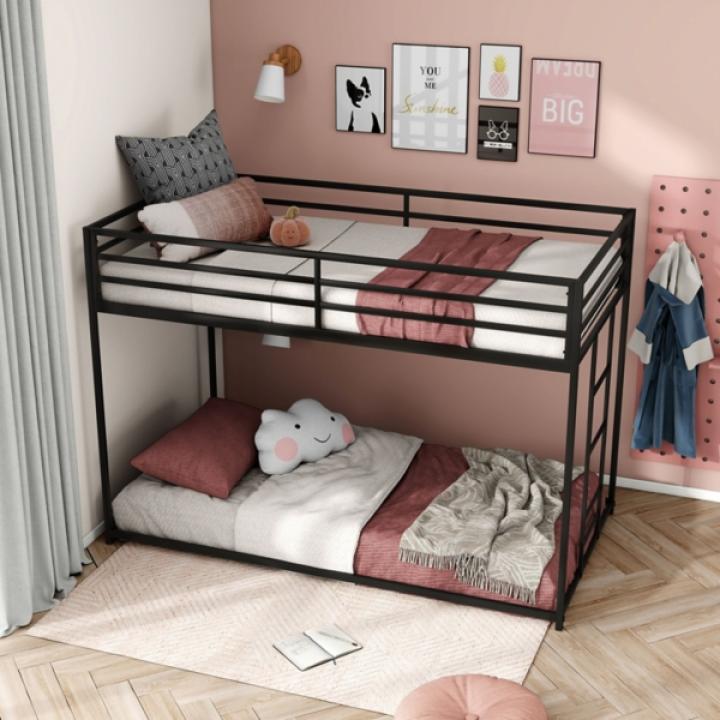 Black Metal Low Profile Harrow Twin Bunk Bed