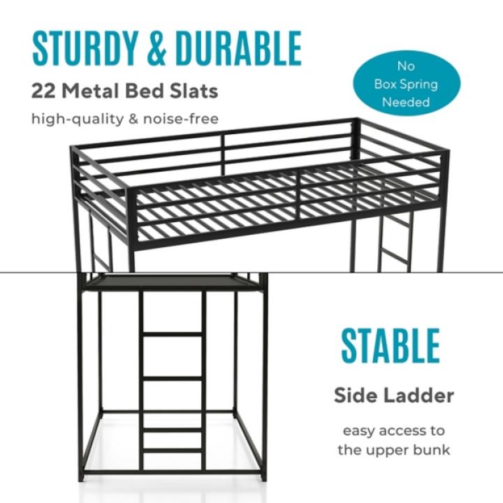 Black Metal Low Profile Harrow Twin Bunk Bed