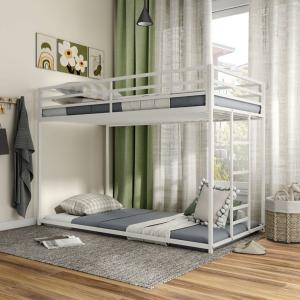 White Metal Low Profile Harrow Twin Bunk Bed