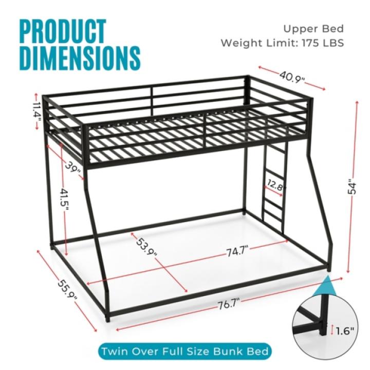 White Metal Porter Twin Over Full Bunk Bed