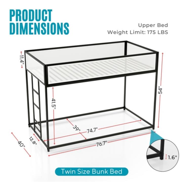 Black & White Mesh Nellie Twin Bunk Bed
