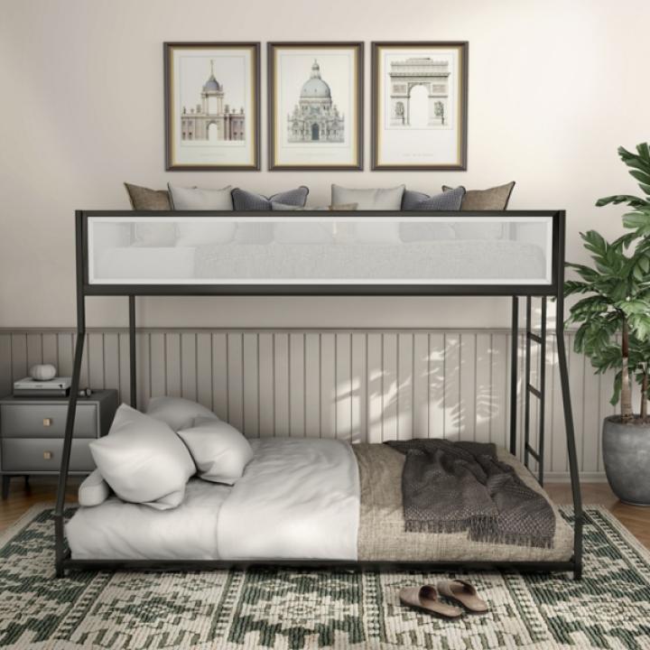 Black & White Mesh Nellie Twin Over Full Bunk Bed