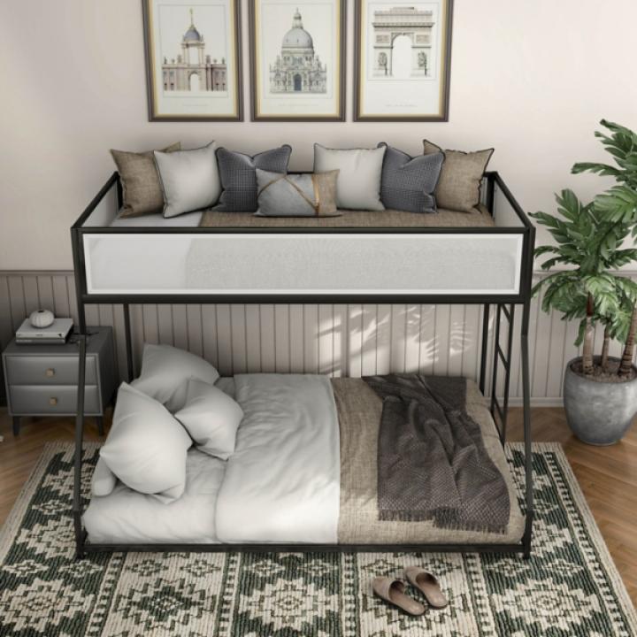 Black & White Mesh Nellie Twin Over Full Bunk Bed