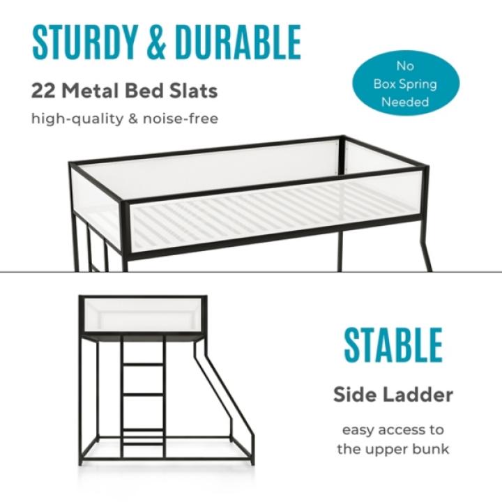 Black & White Mesh Nellie Twin Over Full Bunk Bed