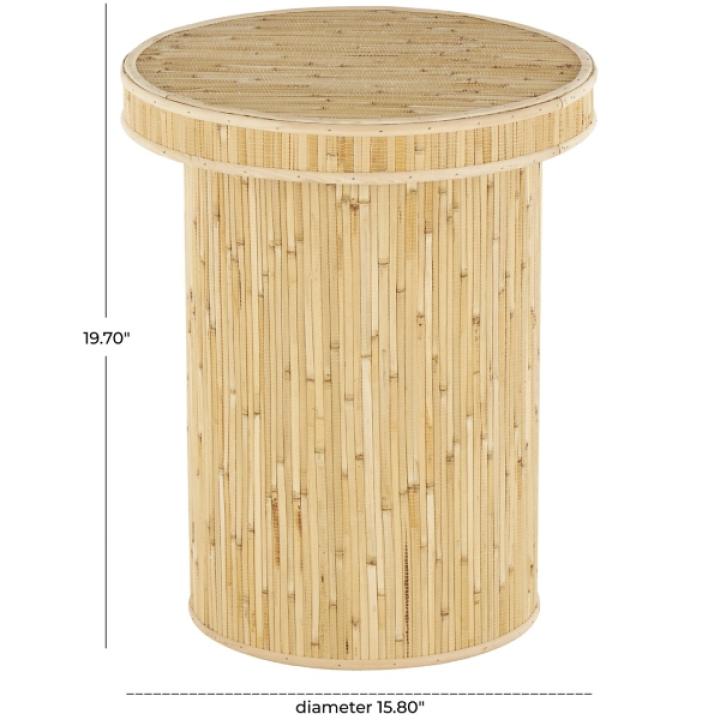 Honey Wood Cylinder Accent Table