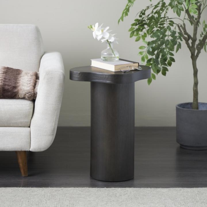 Modern Shaped Black Wood Accent Table