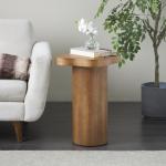Modern Shaped Brown Wood Accent Table