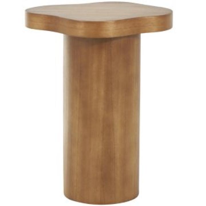 Modern Shaped Brown Wood Accent Table