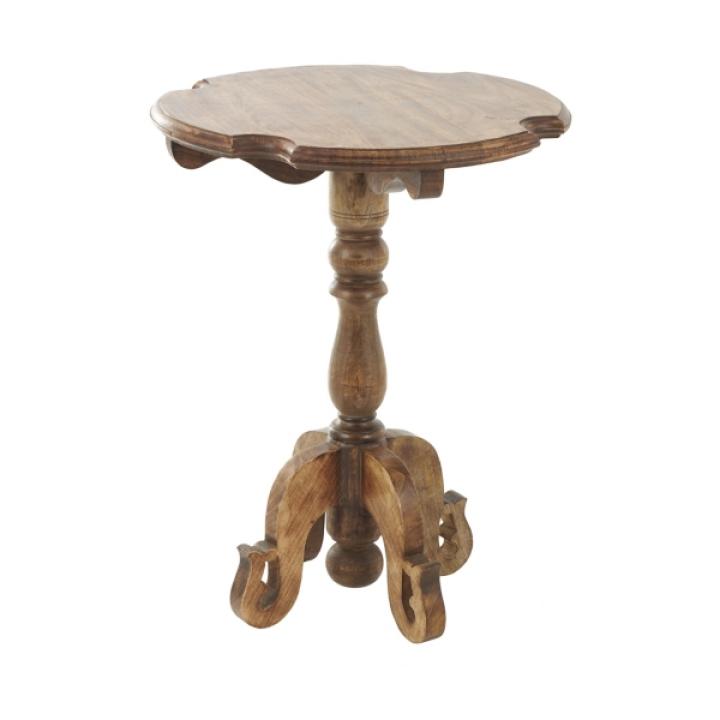 Traditional Scrolled Legs Brown Accent Table