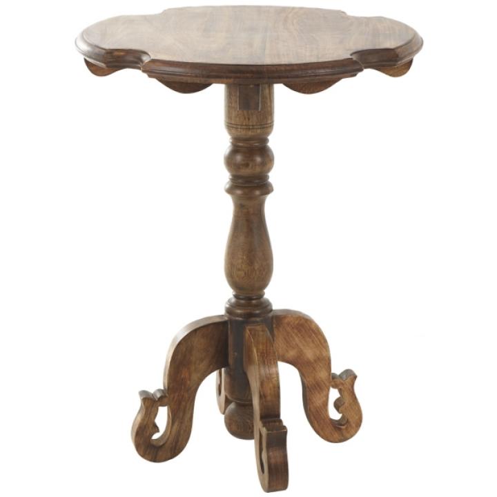 Traditional Scrolled Legs Brown Accent Table