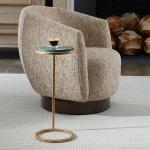 Round Aged Gold and Green Marble Accent Table