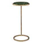 Round Aged Gold and Green Marble Accent Table