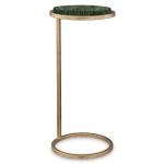 Round Aged Gold and Green Marble Accent Table