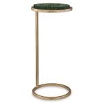 Round Aged Gold and Green Marble Accent Table