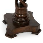 Brown Carved Pedestal Base Mango Wood Accent Table