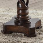 Brown Carved Pedestal Base Mango Wood Accent Table