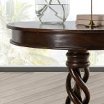 Brown Carved Pedestal Base Mango Wood Accent Table