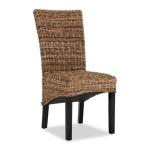 Handwoven Rattan and Wood Dining Chairs, Set of 2
