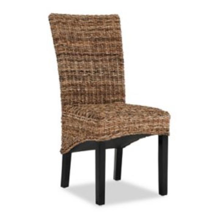 Handwoven Rattan and Wood Dining Chairs, Set of 2