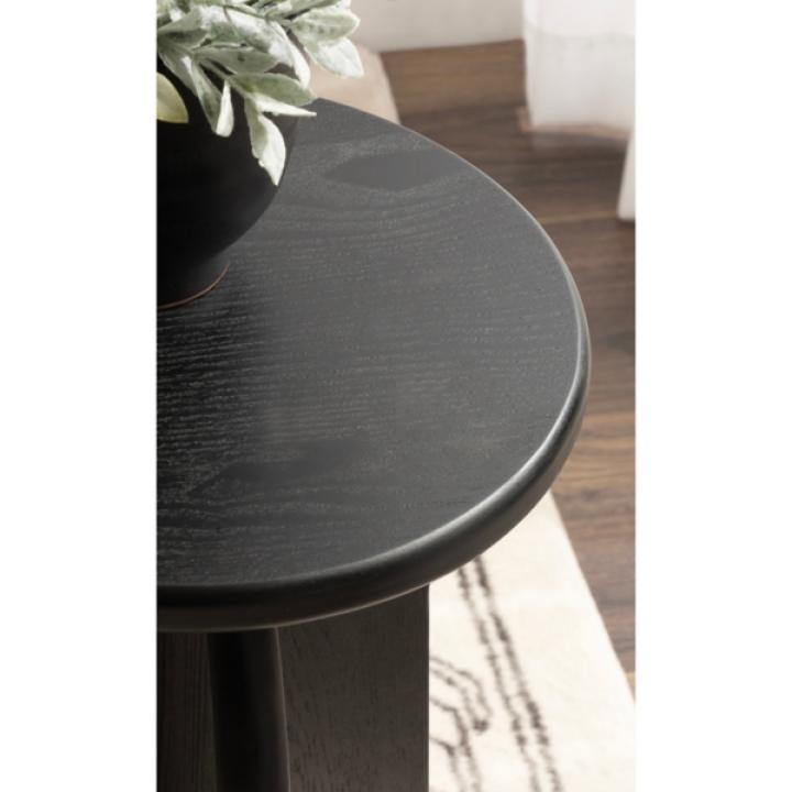 Black Wood Round Sierra Accent Table