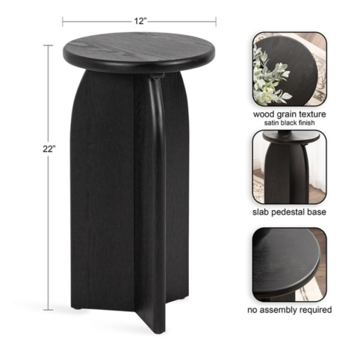 Black Wood Round Sierra Accent Table
