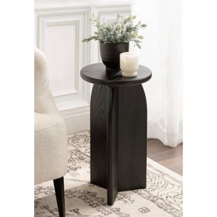 Black Wood Round Sierra Accent Table