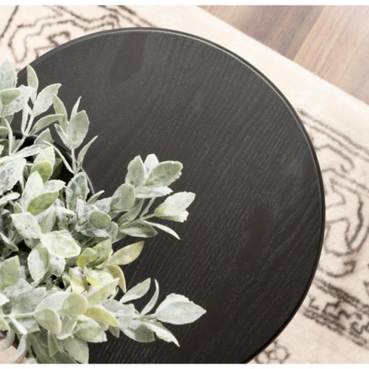 Black Wood Round Sierra Accent Table