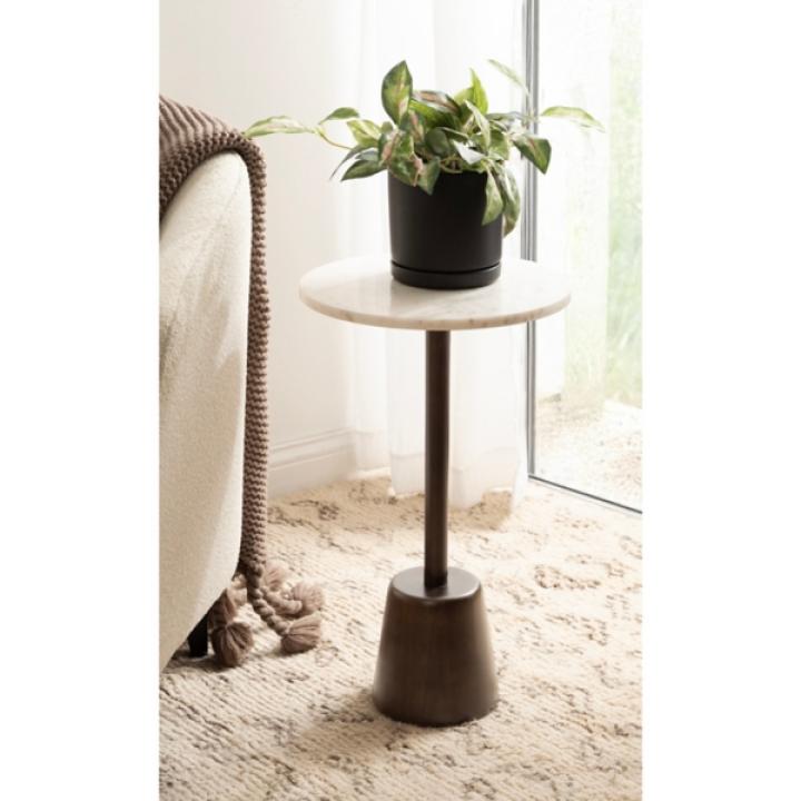 Marble & Brown Wood Tara Accent Table
