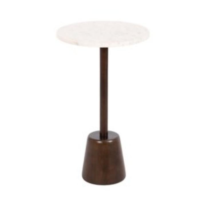 Marble & Brown Wood Tara Accent Table