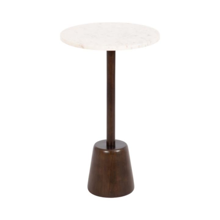 Marble & Brown Wood Tara Accent Table