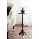 Pewter Metal Mirrored Sanzo Accent Table