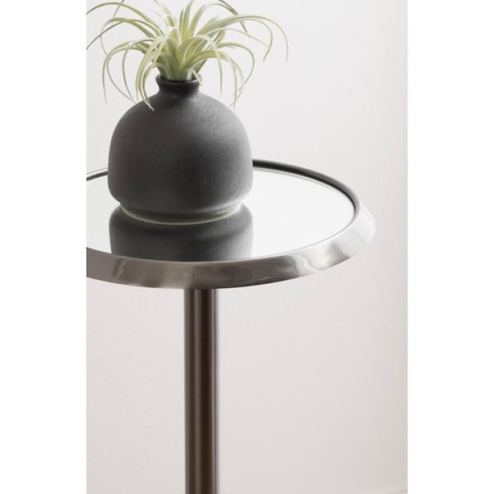 Pewter Metal Mirrored Sanzo Accent Table