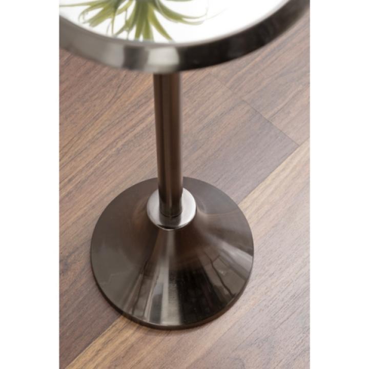 Pewter Metal Mirrored Sanzo Accent Table