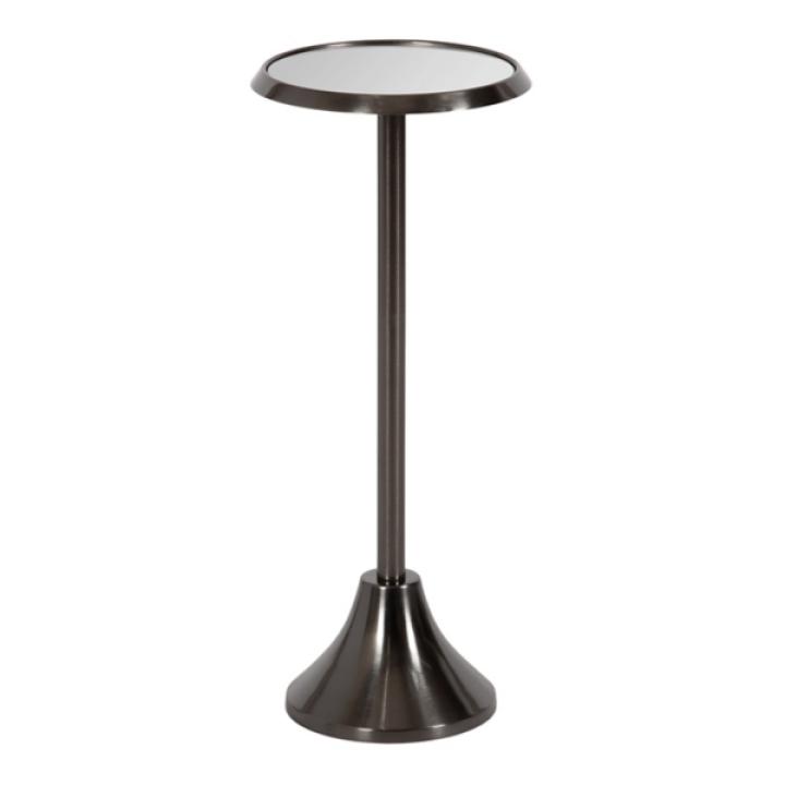 Pewter Metal Mirrored Sanzo Accent Table