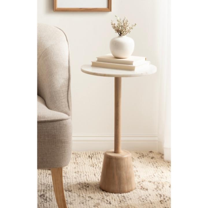 Marble & Natural Wood Tara Accent Table