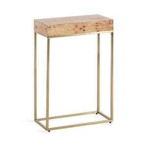 Burlwood & Gold Metal Karlsen Accent Table