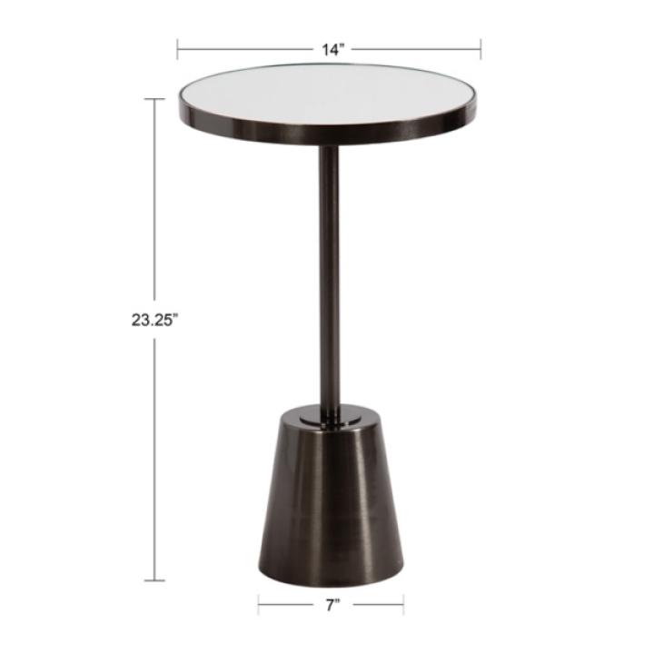 Pewter Mirrored Tara Accent Table