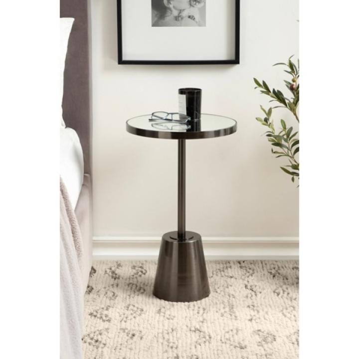 Pewter Mirrored Tara Accent Table