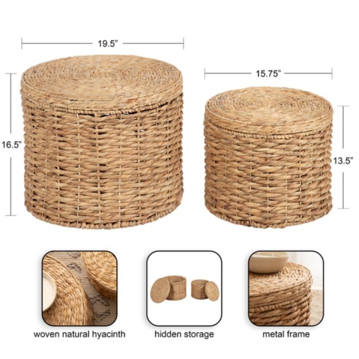 Woven Hyacinth 2-pc. Nesting Accent Table Set